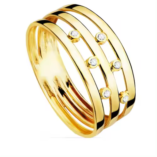 Anillo Mujer Oro 18 ktes Circonitas Talla 14 - 000150941 - 1