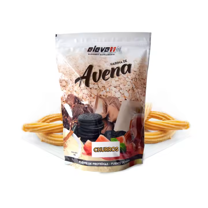Eleven Fit Harina de Avena / Fuente de Hidratos de Carbono y Proteínas - Ideal para Tortitas - 18 Deliciosos Sabores - Efecto Saciante y Beneficios de Alta Nutrientes Sabor Churros 1KG - 1