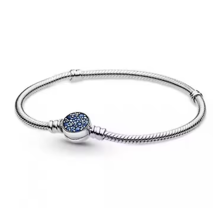 Pulsera Verde con Dijes de Cadena Brillante para Mujer en Plata de Ley - 1