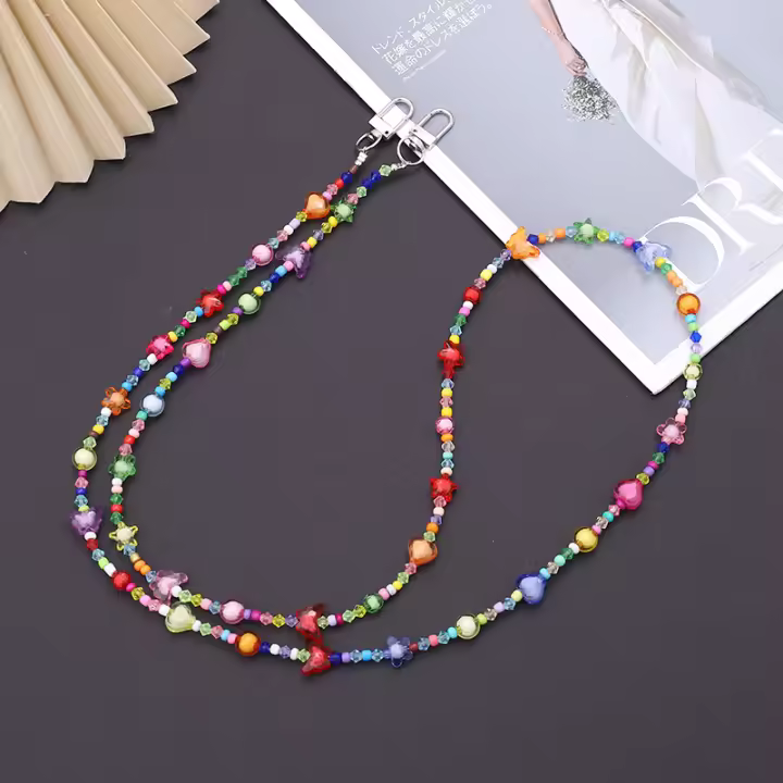 Lanyard Para Móvil De Forma Especial Y Colorida Con Cuentas De Corazón Estrellas Mariposa Hecho De Algodón Para Adultos Unisex - 1