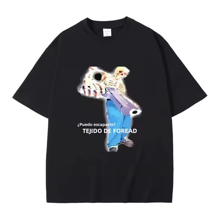 Camiseta Gráfica De Esqueleto Con Beso En La Frontal Diseño Divertido Para Hombres Y Mujeres Algodón Puro Camiseta Casual De Verano - 1