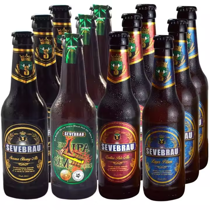 Cervezas artesanas pack degustaciónpara regalo a para auto degustar, 12 cervezas artesanas españolas 4 variedades Sevebrau. Regalo original para los amantes de las cervezas que les encantará. - 1