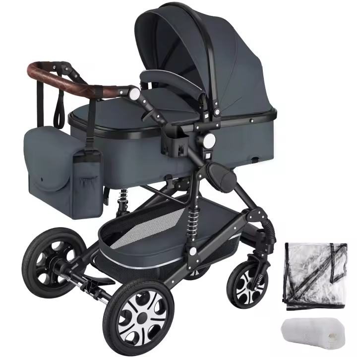 Tectake - Cochecito combinado MATS, plegable, arnés de 5 puntos, Cochecito combinado plegable con capota plegable para niños pequeños de 0 a 36 meses, 2 en 1-uso como cochecito con capazo extraíble o como silla de paseo con asiento deportivo - 1