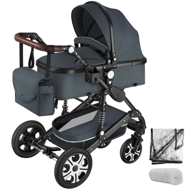 Tectake - Cochecito combinado MATS, plegable, arnés de 5 puntos, Cochecito combinado plegable con capota plegable para niños pequeños de 0 a 36 meses, 2 en 1-uso como cochecito con capazo extraíble o como silla de paseo con asiento deportivo - 1