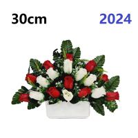 Centro de Flores para Cementerio - Ramos de Flores para Todos los Santos - Flores Artificiales de Tela - Ancho 30cm - Alto 30cm - details 0