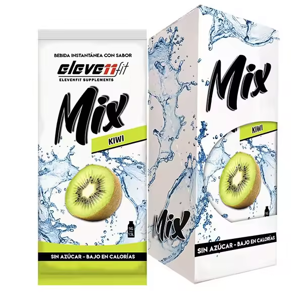 Eleven Fit Mix Instantáneo, Caja de 12 Sobres Sabor Kiwi - Prepara 1.5L de Bebida Saludable - Sin Azúcar, Baja en Calorías y Carbohidratos - Ideal para Agua/Leche, Cocinar y Preparar Postres - Mejora tu Dieta - Apto para Adultos y Niños - 1