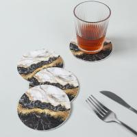 4pcs Tapetes De Marfil Artificial Para Taza De Café Redondos De Cuero Sintético Fácil De Limpia Accesorios De Mesa Clásicos - details 3
