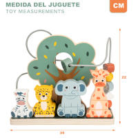 WOOMAX - Laberinto de madera y apilamiento animales, Ábaco, Zookabee, Safari, Juguetes niños 2 años, Torre de aprendizaje, Regalos originales bebés 1 año, Juego apilar, Motricidad fina - details 4