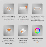 Teclado Mecánico Con Cable K68 Luz Multicolor 10 Tipos Para Gaming Y Oficina Compatible Con Windows Y Apple IOS Sistema - details 3