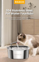 ROJECO Fuente De Agua Para Gatos Y Perros De Acero Inoxidable 3.2L Dispensador Automático Para Mascotas Accesorios Silencioso Y Con Filtro - details 0