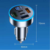 Cargador De Coche 5 En 1 Adaptador Rápido Con 3 Puertos USB + 2 PD QC3.0 Monitor De Voltaje C Type Para iPhone Samsung - details 9