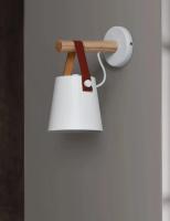 Lámpara De Pared LED Moderna En Madera Y Metal Para Dormitorio Y Sala De Estar E27 110-240V Negra Y Blanca Instalación En Pared - details 0