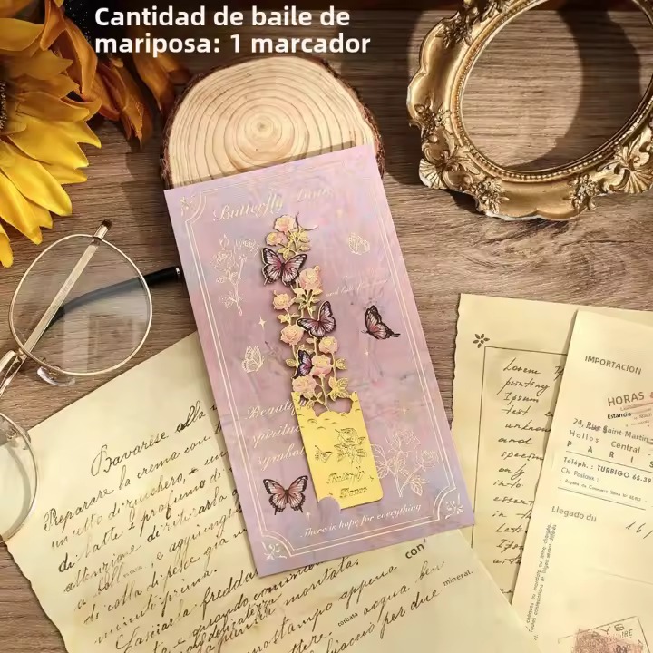 Marcapáginas Vintage Mariposa Flor Dorado Metal Hueco Creativo Regalo Para Estudiantes Herramienta De Lectura Suministros De Papelería - 1