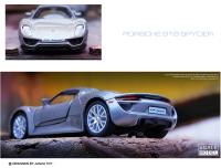 Coche De Juguete Porsche 918 Sport De 1:36 En Metal Modelo De Colección Alta Similitud Regalo Para Niños Vehículo De Juguete A37 - details 2