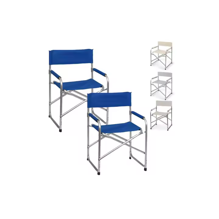 Mediawave Store Set 2 Piezas Silla Director en Aluminio y Textilene Plegable Camping 82x57x55 - 1