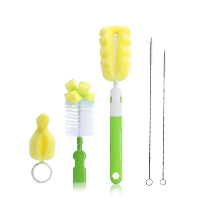 5PCS Cepillo De Limpieza Para Botella Y Tiras De Mamífero Hecho De Esponja Y Nylon Para Limpieza Segura Y Eficiente - 1