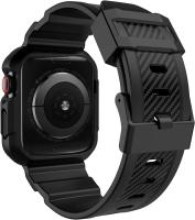 Compatible con correas Apple Watch de 42/44/45mm con funda, correa resistente a los golpes para iWatch SE2 SE Series 9/8/7/6/5/4/3/2/1 con funda protectora para hombres y mujeres, color negro mate - details 0