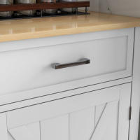 HOMCOM Isla de Cocina Carro de Cocina con Encimera de Madera Plegable 2 Puertas 2 Cajones Estante Ajustable y 4 Ruedas 105x60x90,5 cm Blanco - details 3