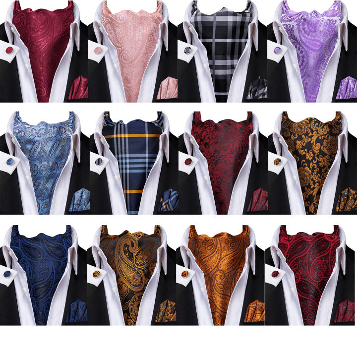 Set De Corbata Ascot Y Cuadrícula Vintage Para Hombre Hi-Tie En Poliéster De Trenzado Unisex Tamaño Único Para Bodas Y Eventos