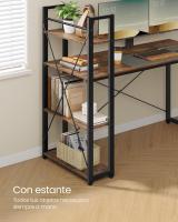Escritorio con Estantes Ajustables a Derecha o Izquierda - Mesa de Ordenador para Oficina en Casa o Estudio, Fácil Montaje, Negro Ébano o Marrón Rústico, 137 cm de largo - details 5