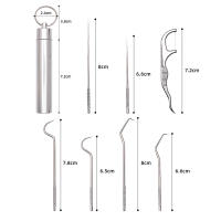 Kit De Limpieza Dental Reutilizable Con Limpiaencías De Dientes Y Llave De Olla De Acero Inoxidable Set De Limpieza Oral Para Adultos Con Bolsa De Aluminio+ Nylon - details 4