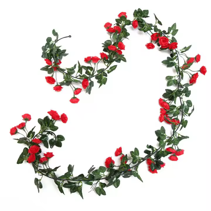 Corona De Flores Artificiales Rosas 180cm Para Decoración De Bodas Y Fiestas Guirnalda De Pared Para Hogar Y Habitaciones - 1