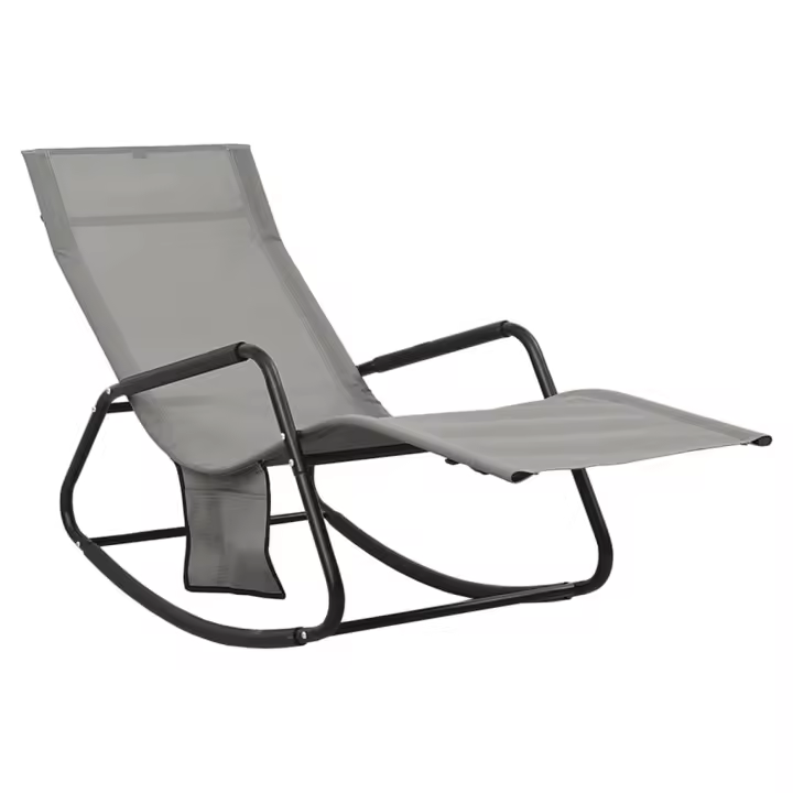 vidaXL Tumbona de acero y tela textilene Negro, Gris, Crema Sillas de Exterior Ideal para jardín, playa, piscina, terraza Tumbona Piscina Tumbonas Playa Tumbonas Jardín Exterior - 1