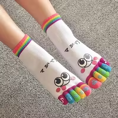Calcetines De Algodón Grueso Para Mujer Diseño De Oso Sonriente Casual Y Divertido De Medio Tobillo Envío Gratis - 1