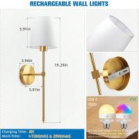Lámpara De Pared Inalámbrica Recargable Con Control Remoto Luz LED Dimmable De Batería Desmontable 10 Colores Para Dormitorio Estudio Foyer - details 5