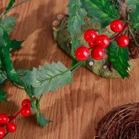Corona Navideña Con Bayas Rojas Y Hojas Verdes Guirnalda Colgante De Flores Artificiales Para Decoración De Navidad Y Año Nuevo - details 11
