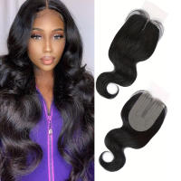 Cierre De Encaje De Onda Corporal Solo Cabello Humano 2x1 & 4x1 T Parte Encaje De Pelo Remy Brasileño Transparente 150% Densidad Longitud 12-22 Pulgadas - details 0