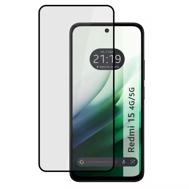 Protector Cristal Templado Completo 5D Full Glue Negro para Xiaomi Redmi 15 4G / 5G Vidrio - 1