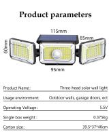 Luz Solar Exterior 368 LED Seguridad Inalámbrica Con 3 Modos Cabeza Ajustable Para Garaje Jardín Pared Valla - details 7