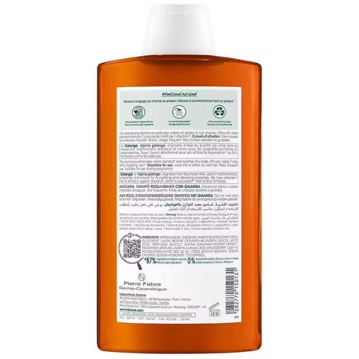 Klorane Champu Reequilibrante A La Galanga 400 Ml - 1