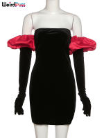 Vestido De Veludo Sin Espalda Para Mujer Con Guantes Nublados Bodycon Elástico Romántico Francesa Para Fiesta De Cumpleaños Vacaciones Streetwear - details 7