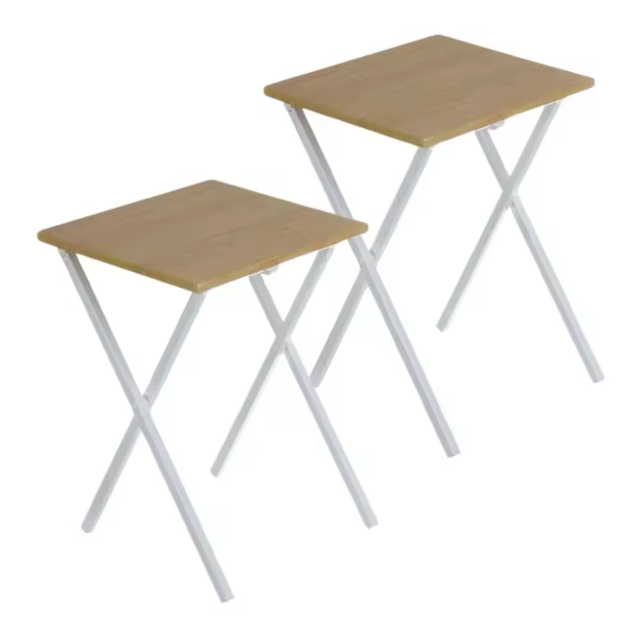 Pro Navidad® Conjunto de 2 mesas plegables con soporte  Set 2 mesas plegables 40 x 33.5 x 51cm con soporte metálico  Color blanco, negro o nórdico - 1