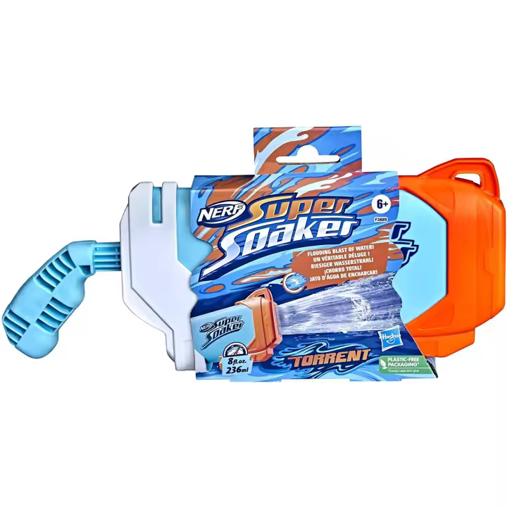 Nerf Super Soaker Torrent Water Blaster, bombea y dispara un chorro de agua gigante, batallas de agua al aire libre, F3889 - 1