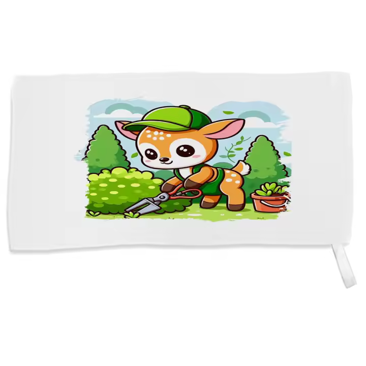 MERCHANDMANIA TOALLA PEQUEÑA ABSORBENTE ciervo jardinero animal profesion plantas suave personalizada con cinta elastica - 1
