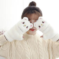 Guantes De Piel De Conejo Y Gato Para Mujer Guantes De Invierno De Plush Cálidos Y Suaves Medio Dedo Flexibles Y Gruesos - details 15