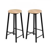 2 x Taburete Alto de Cocina, Estructura de Metal y Asiento de Madera MDF, Ø30 cm x h70 cm - Fornord - details 0