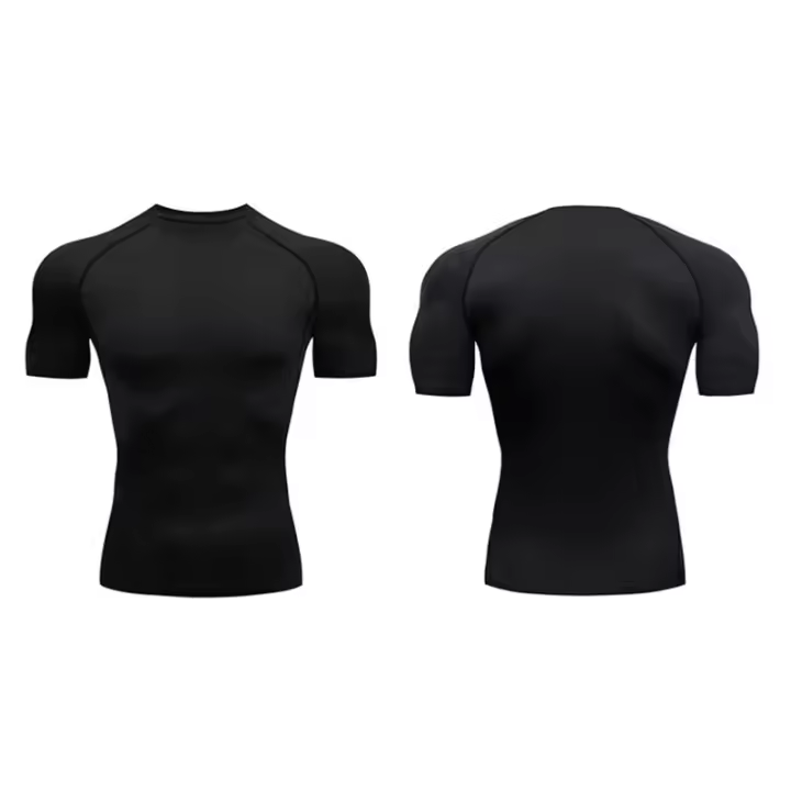 Camiseta De Compresión Para Hombre Verano Manga Corta Fitness Running Deporte Gimnasio Ropa Casual De Alta Calidad Tallas Verdaderas - 1