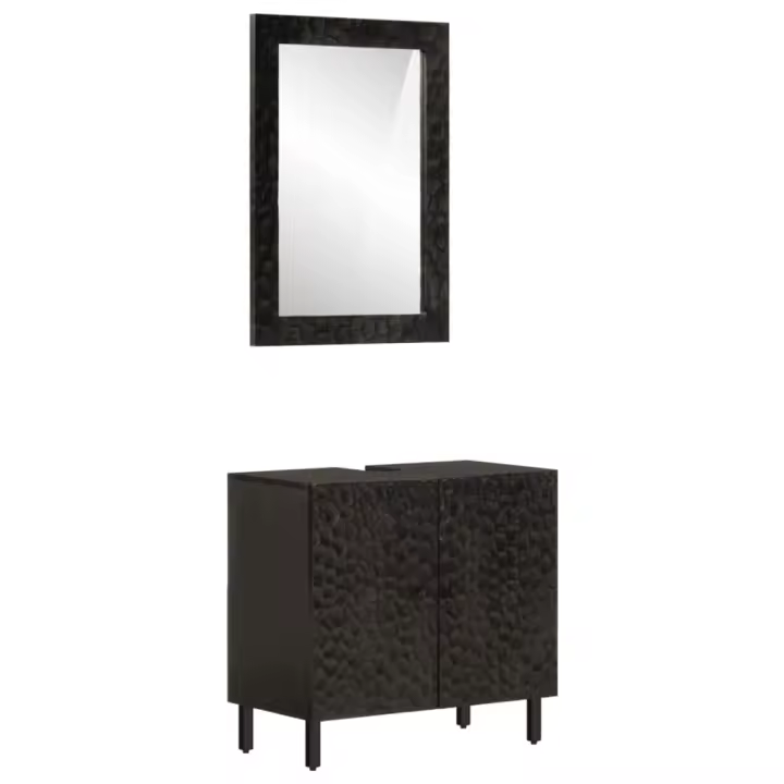 vidaXL Conjunto de armarios de baño 2 piezas madera maciza de mango - 1
