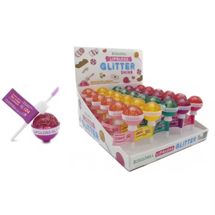 Pack 5 Bálsamo Labial Transparente GLOSS CON FORMA DE CHUPA-CHUPS - LETICIA WELL - 1