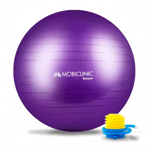 Pelota de Pilates Mobiclinic 58 cm Incluye inflador Antideslizante Anti-pinchazos Lavable Balón Pilates para Fitness Deporte Pelota de Pilates para Embarazada PY-01 Entrenamiento Morado - 1