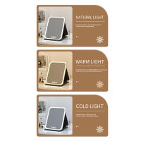 Espejo De Maquillaje LED Dimmable En 3 Colores Con Pantalla Táctil Recargable Para Viajes Y Uso Doméstico Espejo Cosmético Plegable - details 1