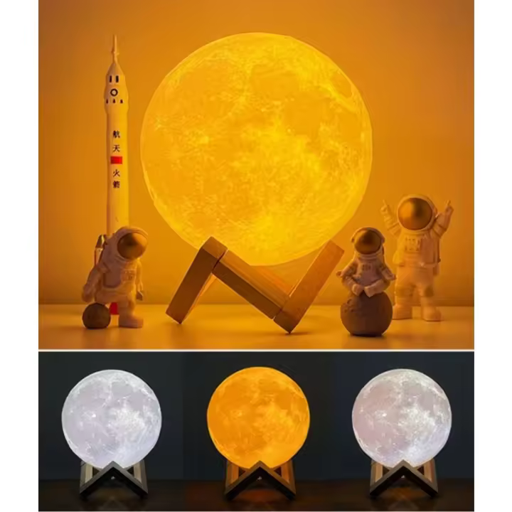 Lámpara De Mesa Creativa En Forma De Luna 8 Cm Regalo Para Niños Decoración Familiar Y De Dormitorio Con Características Asamblea Incluye Batería LR 44 - 1