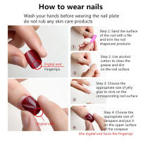 Uñas Postizas Largas De Moda 24Pcs Reutilizables Brillantes En Color Sólido Con Pegamento Para Mujeres Y Niñas - details 3