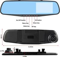 Cámara de tablero con Espejo para Automóvil, Cámara de Espejo retrovisor inteligente de 4,3 ", resistant to Agua, Gran angular frontal y trasera de 1080P HD - details 0