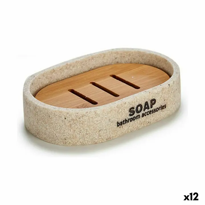 Jabonera Berilo B5598-4 Beige Resina 8 x 2,5 x 12,5 cm 12,5 x 2,5 x 8,5 cm (12 Unidades) - 1