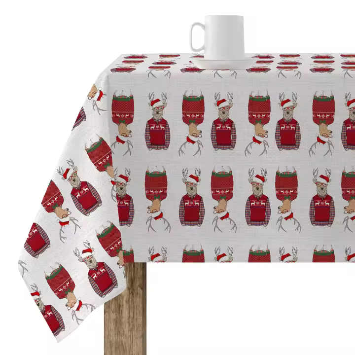 BL Belum  Mantel Navidad 300x140 cm 100% algodón resinado Antimanchas (Tacto no plastificado) Modelo Merry Christmas 15 - 1